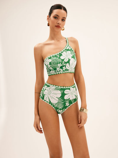 Tek Omuz Çiçek Desenli Bikini Takımı - JUNETTI®