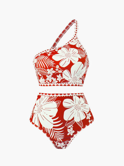 Tek Omuz Çiçek Desenli Bikini Takımı - JUNETTI®