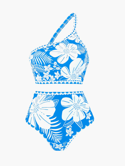 Tek Omuz Çiçek Desenli Bikini Takımı - JUNETTI®