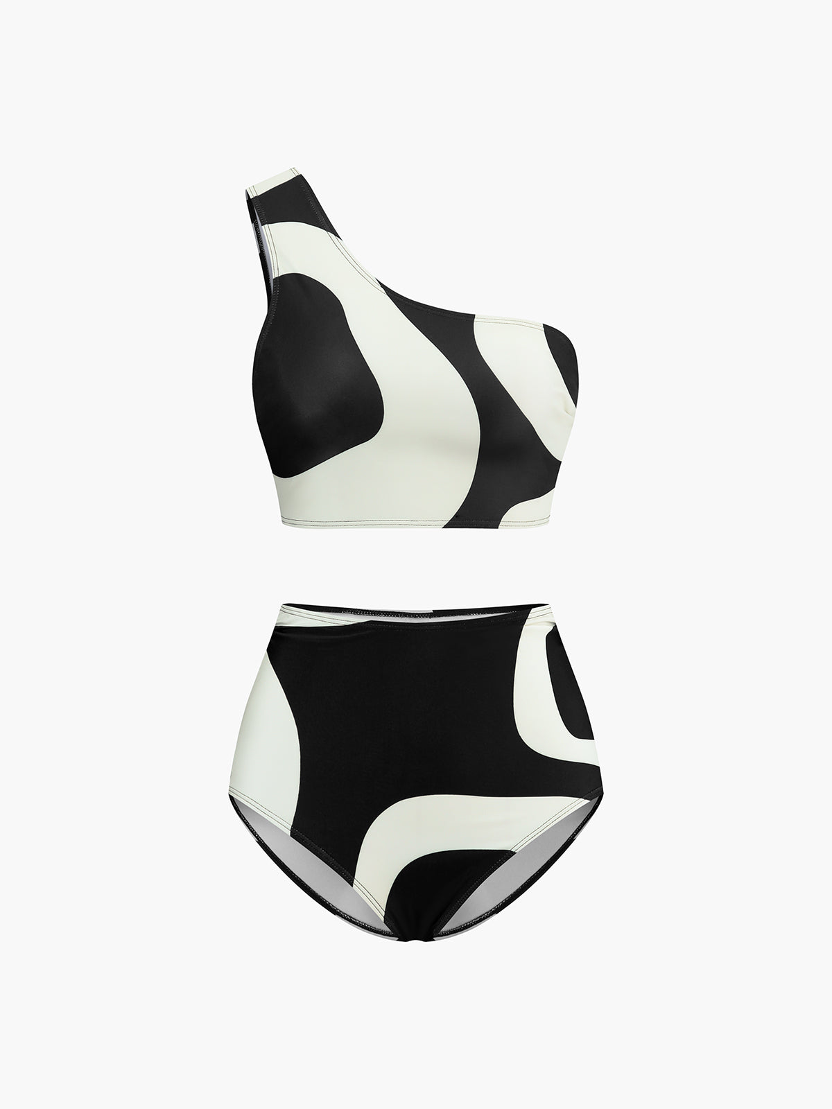 İki Renkli Asimetrik Yaka Bikini Takımı - JUNETTI®