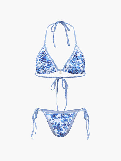 Desenli Halter Bağlamalı Bikini Takımı - JUNETTI®