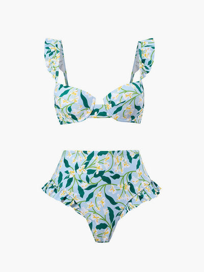 Desenli Fırfırlı Bikini Takımı - JUNETTI®