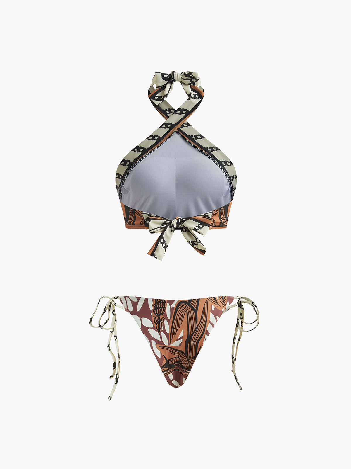Retro Desenli Halter Bikini Takımı - JUNETTI®