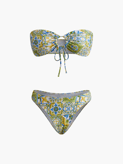 Askısız Desenli Bağlamalı Bikini Takımı - JUNETTI®