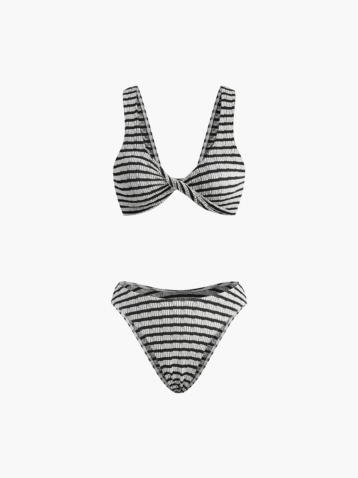 Bağcıklı Çizgili Örme Bikini Takımı - JUNETTI®