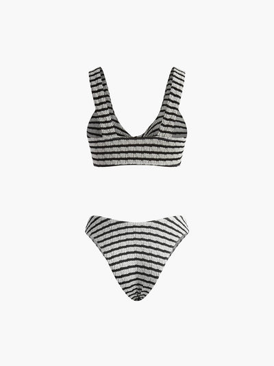 Bağcıklı Çizgili Örme Bikini Takımı - JUNETTI®