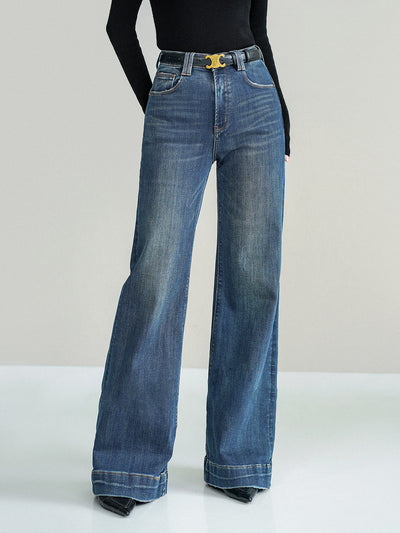 Bel dikişsiz Orta Bel Bootcut Denim Kot Pantolon