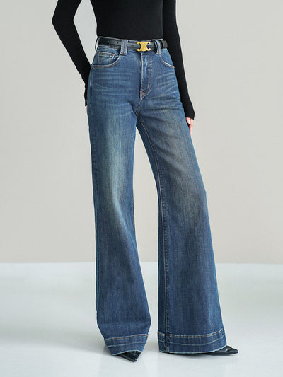 Bel dikişsiz Orta Bel Bootcut Denim Kot Pantolon
