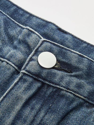 Vintage Düşük Bel Yıkamalı Geniş Paça Jean
