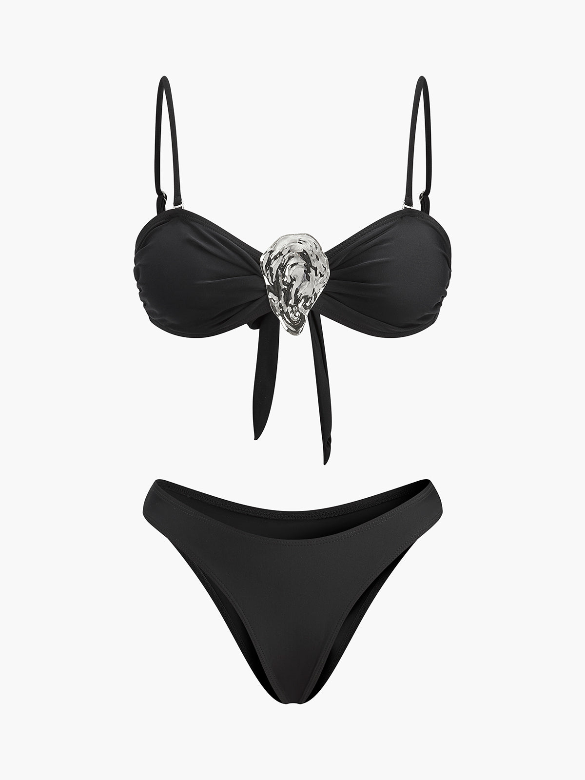 Metal Detaylı Bağlamalı Bikini Seti