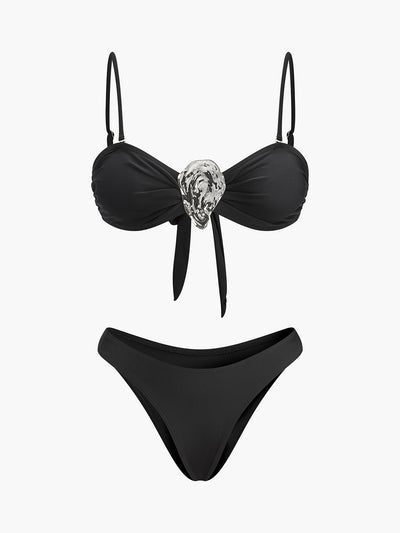 Metal Detaylı Bağlamalı Bikini Seti