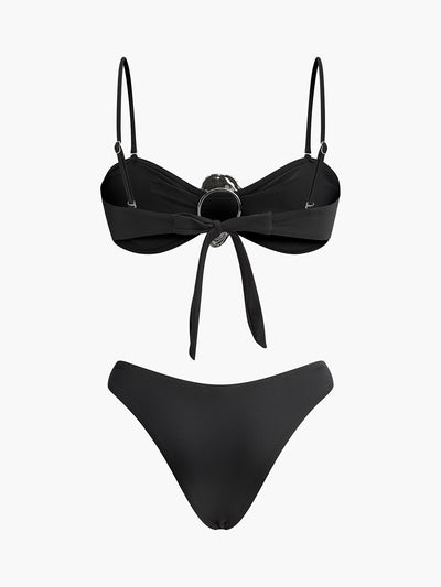 Metal Detaylı Bağlamalı Bikini Seti