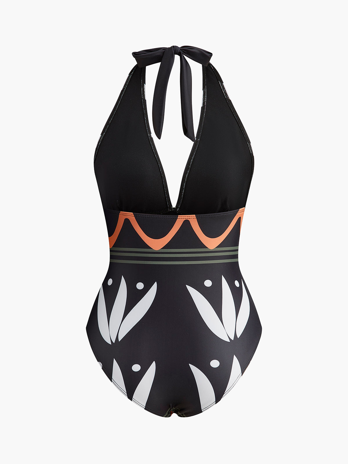 Halter Yaka Geometrik Desenli Mayo - JUNETTI®