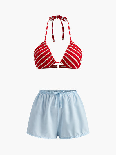 Çizgili Bikini ve Şort - JUNETTI®