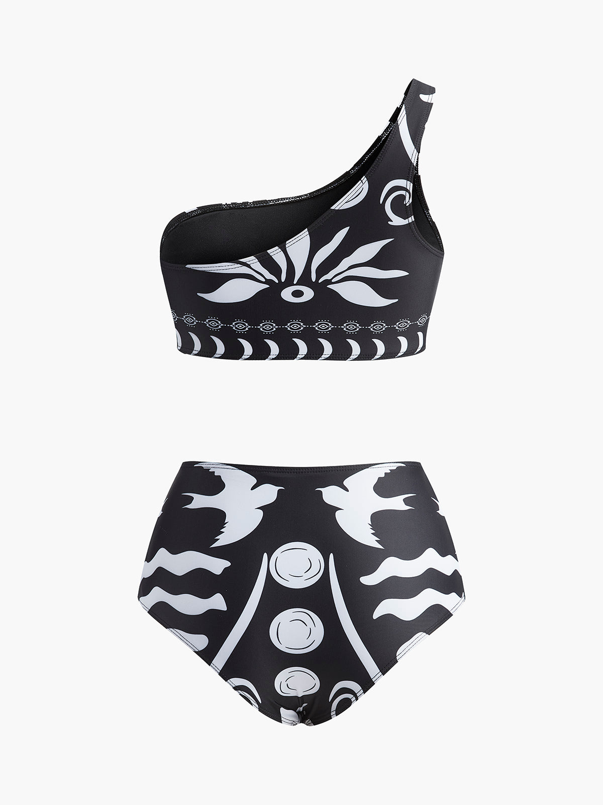 Tek Omuz Tribal Desenli Bikini Takımı - JUNETTI®
