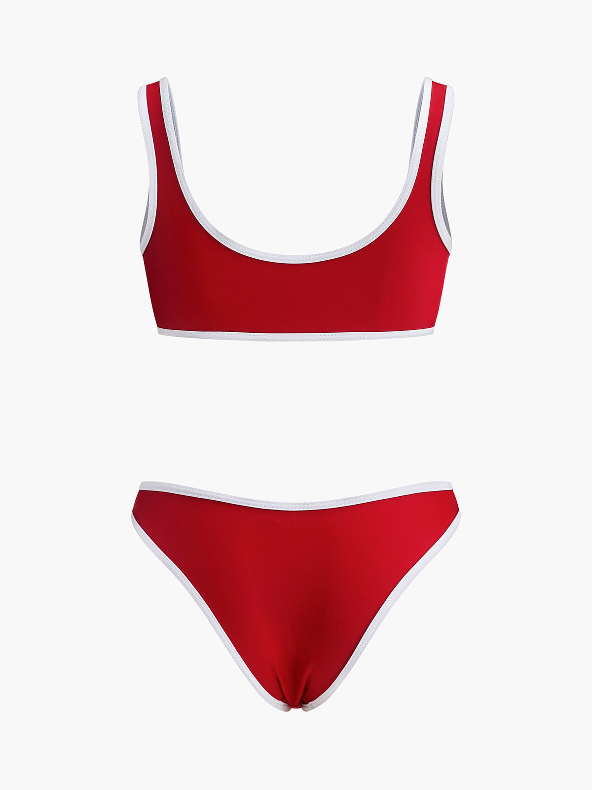 Kontrast Şeritli Yuvarlak Yaka Bikini Takımı - JUNETTI®