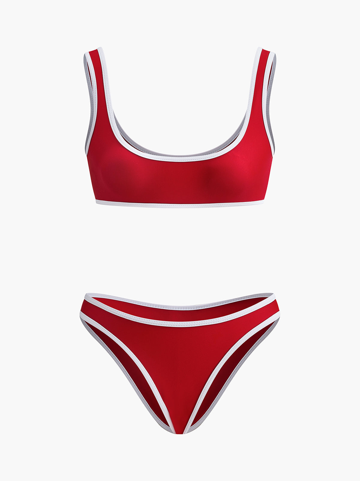 Kontrast Şeritli Yuvarlak Yaka Bikini Takımı - JUNETTI®