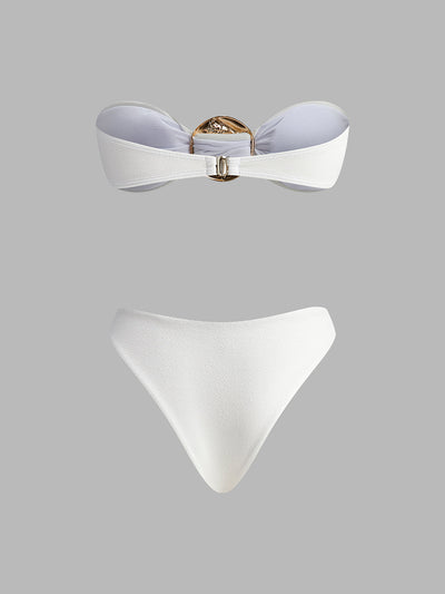Altın Detaylı Plaj Üstlü Bikini Takımı - JUNETTI®