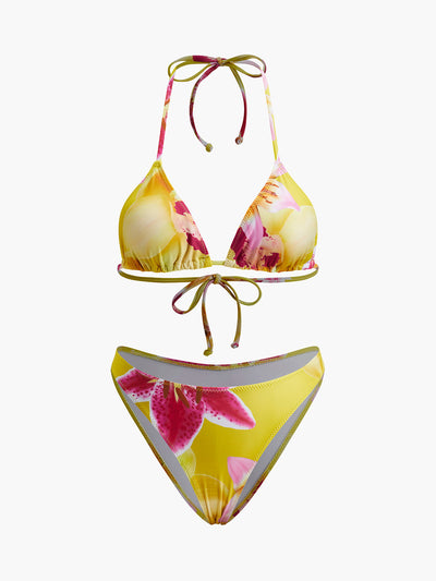 Çiçek Desenli Bağcıklı Bikini Takımı - JUNETTI®