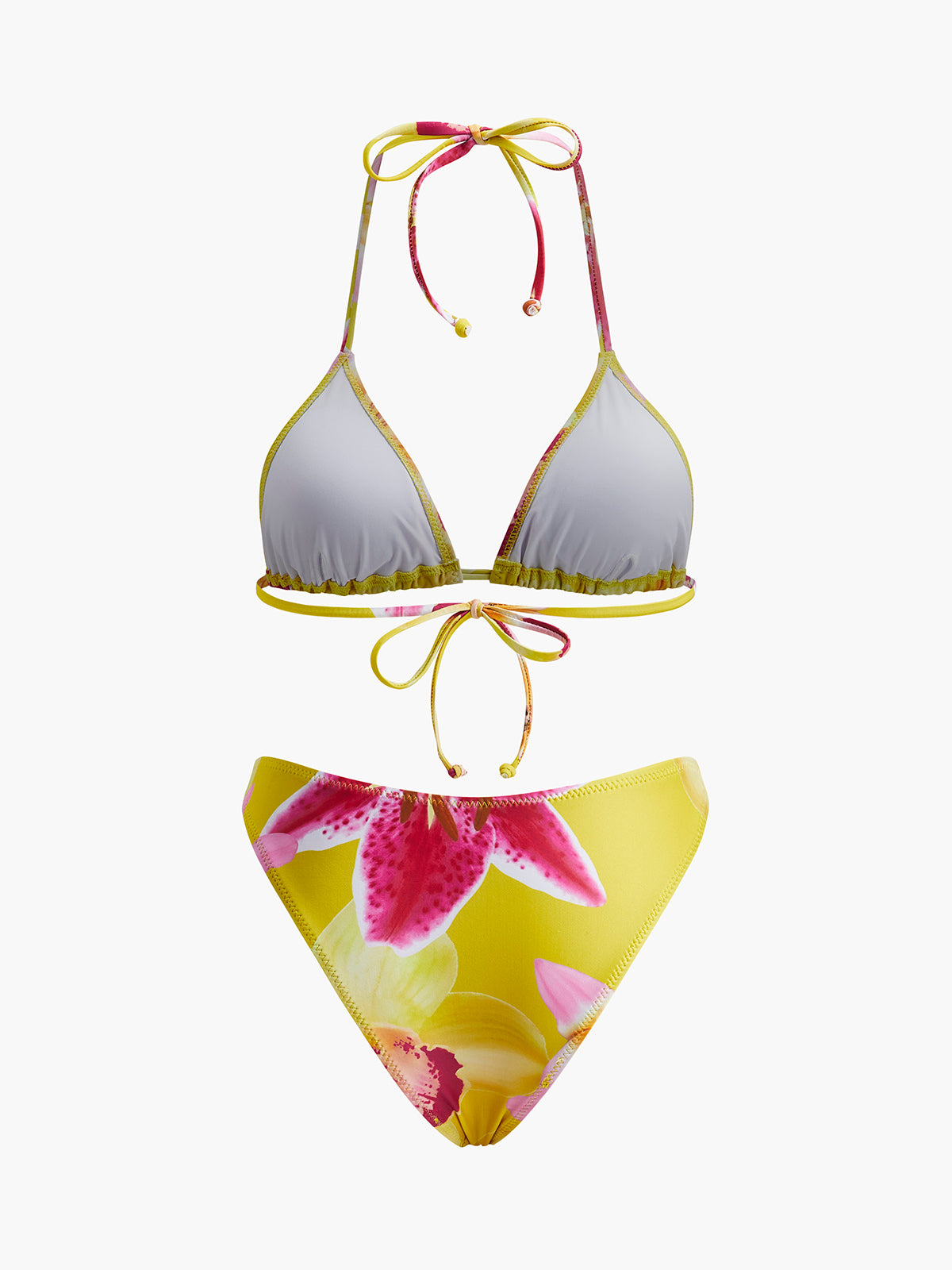 Çiçek Desenli Bağcıklı Bikini Takımı - JUNETTI®