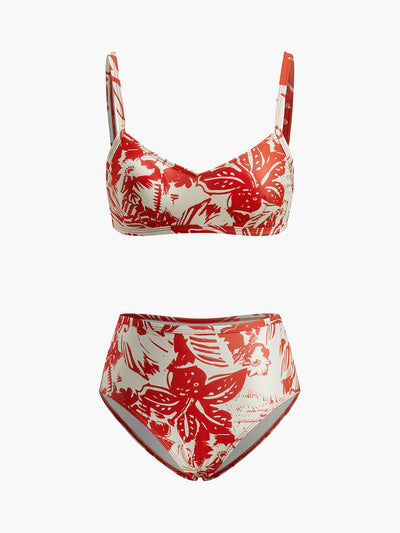 Tropikal Desenli Metal Tokalı Bikini Takımı - JUNETTI®