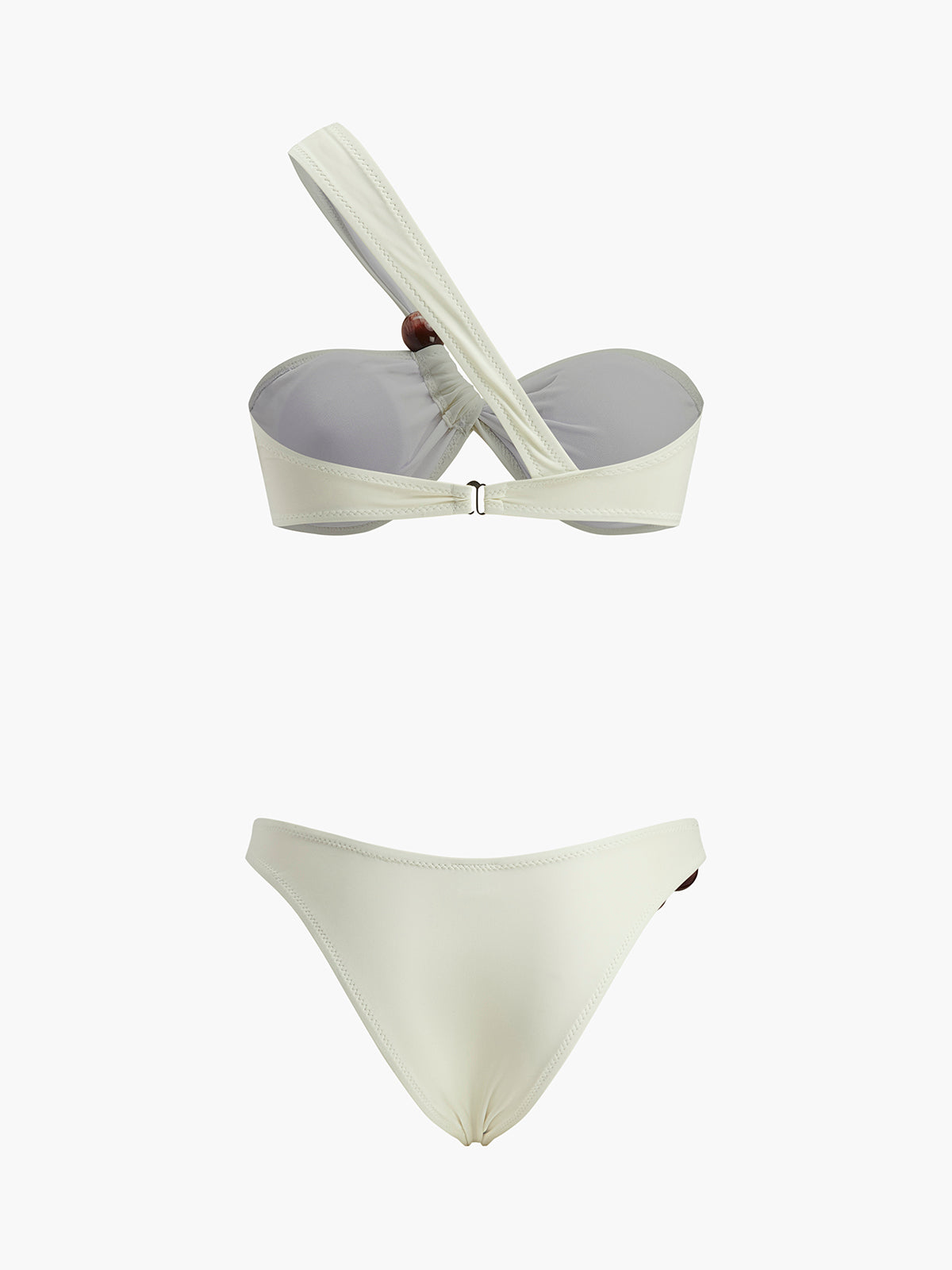 Ahşap Boncuk Detaylı Tek Omuz Bikini Takımı - JUNETTI®