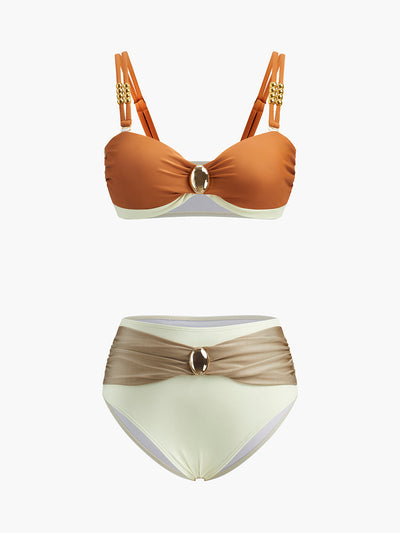 Renk Bloklu Retro Bikini Takımı - JUNETTI®