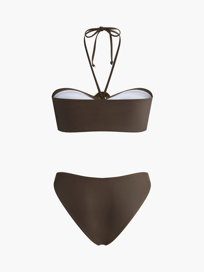 Oval Halka Detaylı Bikini Takımı ve Etek - JUNETTI®