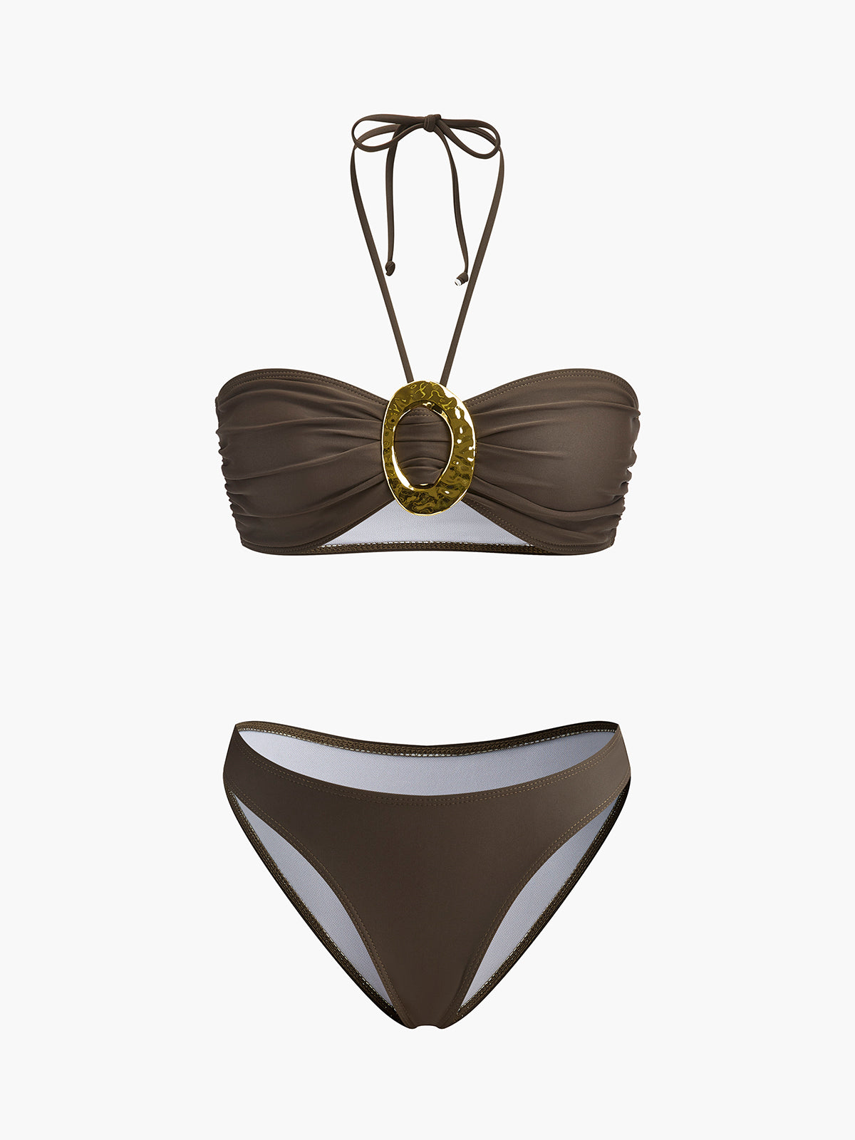 Oval Halka Detaylı Bikini Takımı ve Etek - JUNETTI®