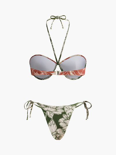 Çiçek Desenli Yan Bağlamalı Etekli Bikini Takımı - JUNETTI®