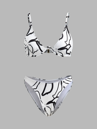 Soyut Desenli Üçgen Bikini Takımı - JUNETTI®