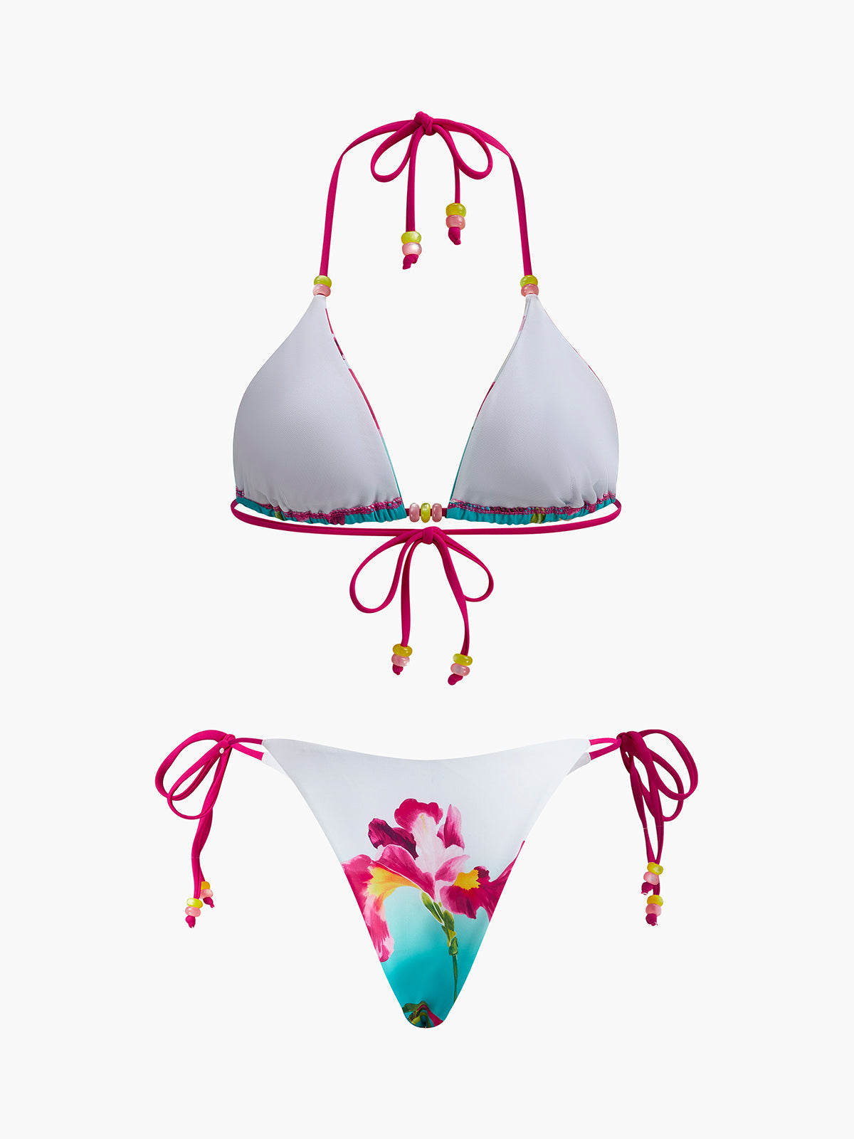 Çiçek Desenli Boncuk Detaylı Bikini Takımı - JUNETTI®