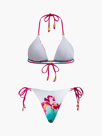 Çiçek Desenli Boncuk Detaylı Bikini Takımı - JUNETTI®