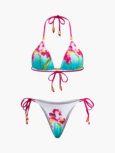 Çiçek Desenli Boncuk Detaylı Bikini Takımı - JUNETTI®