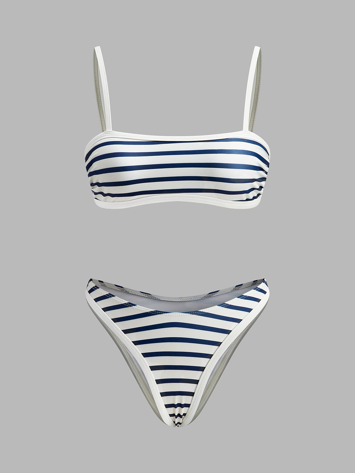 Denizci Çizgili Yüksek Bel Bikini - JUNETTI®
