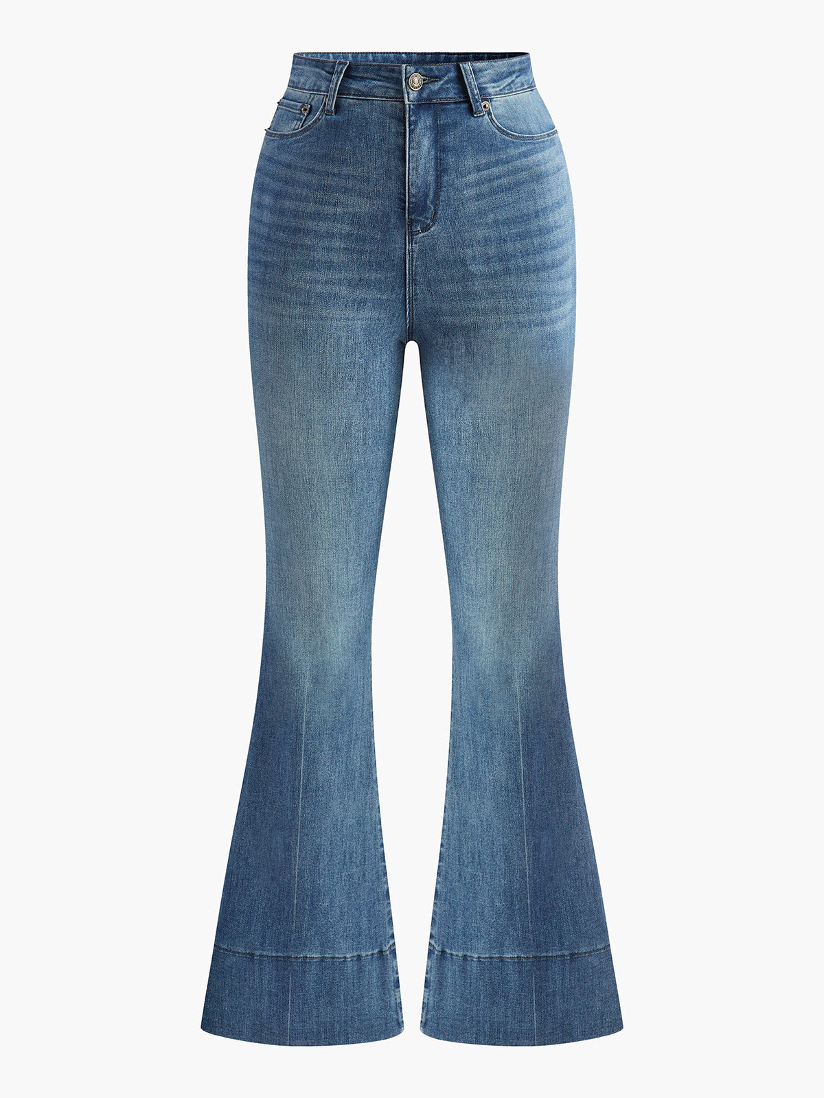Yıkanmış İnce Asimetrik Denim Pantolon