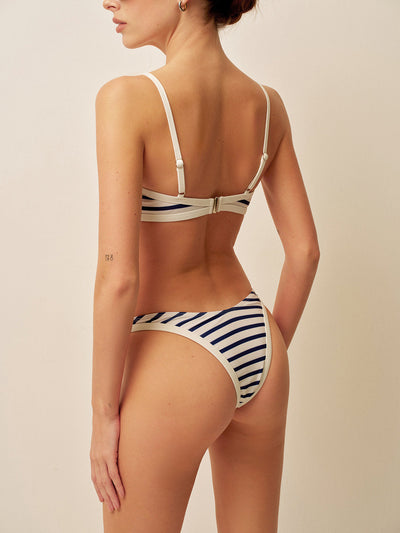 Denizci Çizgili Yüksek Bel Bikini - JUNETTI®