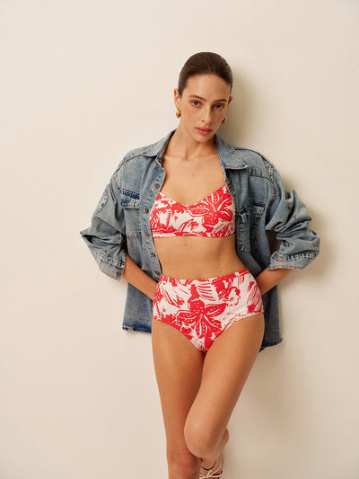 Tropikal Desenli Metal Tokalı Bikini Takımı - JUNETTI®