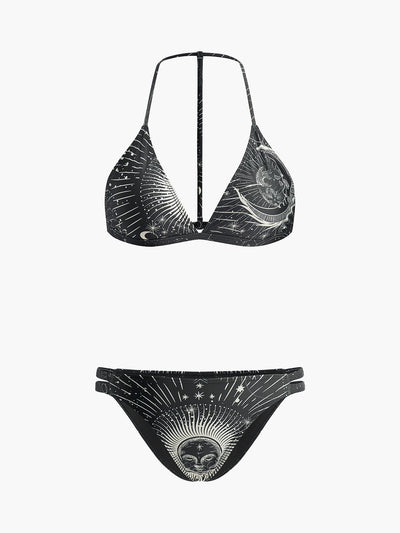 Astroloji Desenli Halter Bikini Takımı - JUNETTI®