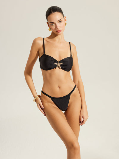 Altın Deniz Yıldızı Bikini Takımı Etekli Kapatma ile