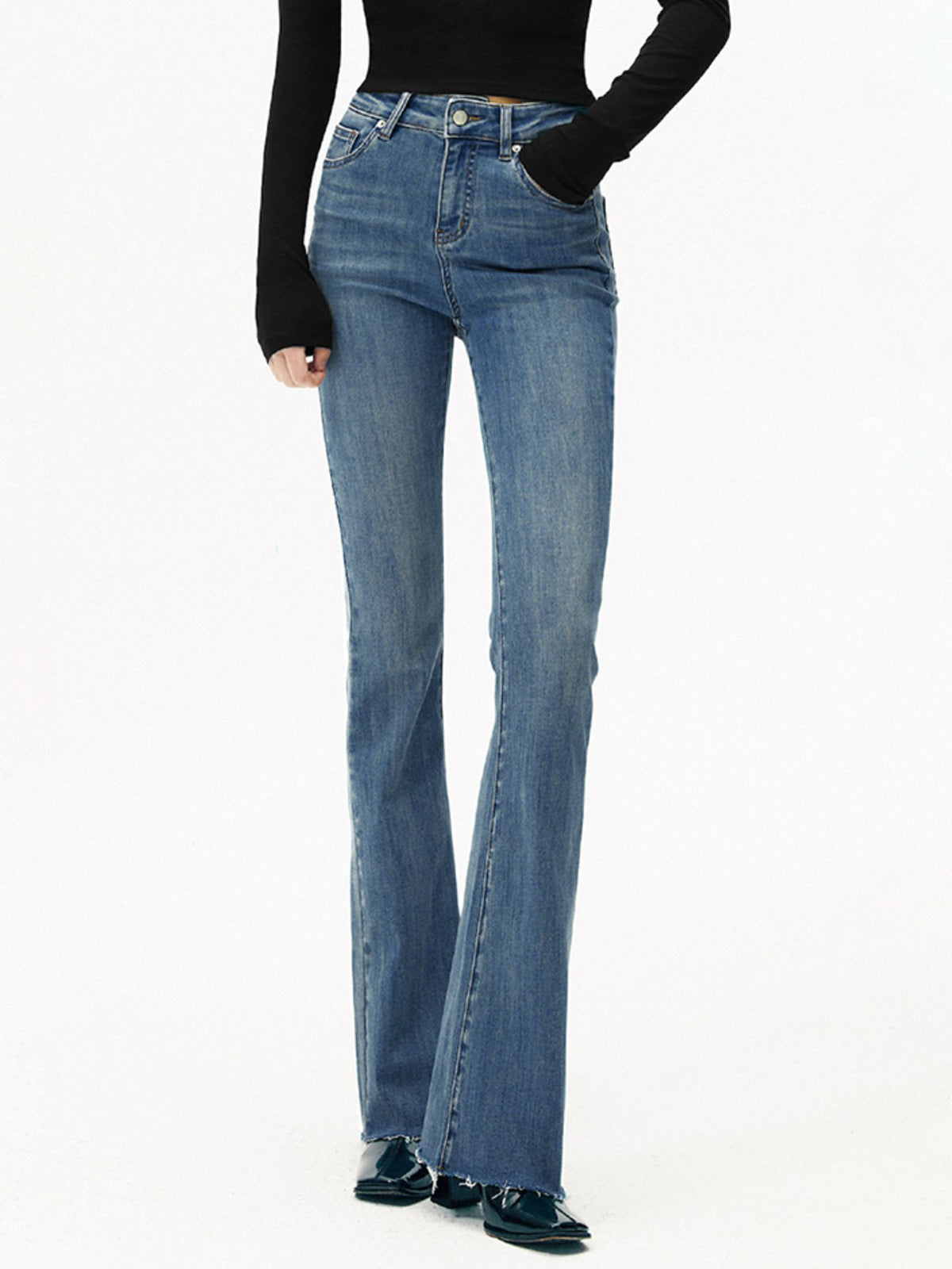 Yüksek Bel Denim Bootcut Jean