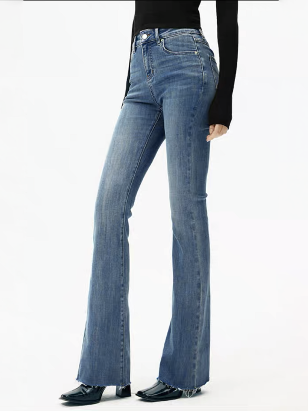 Yüksek Bel Denim Bootcut Jean