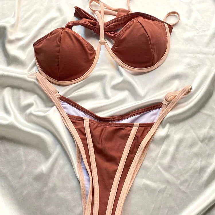 Oasis Askılı Coffe Bikini - JUNETTI®