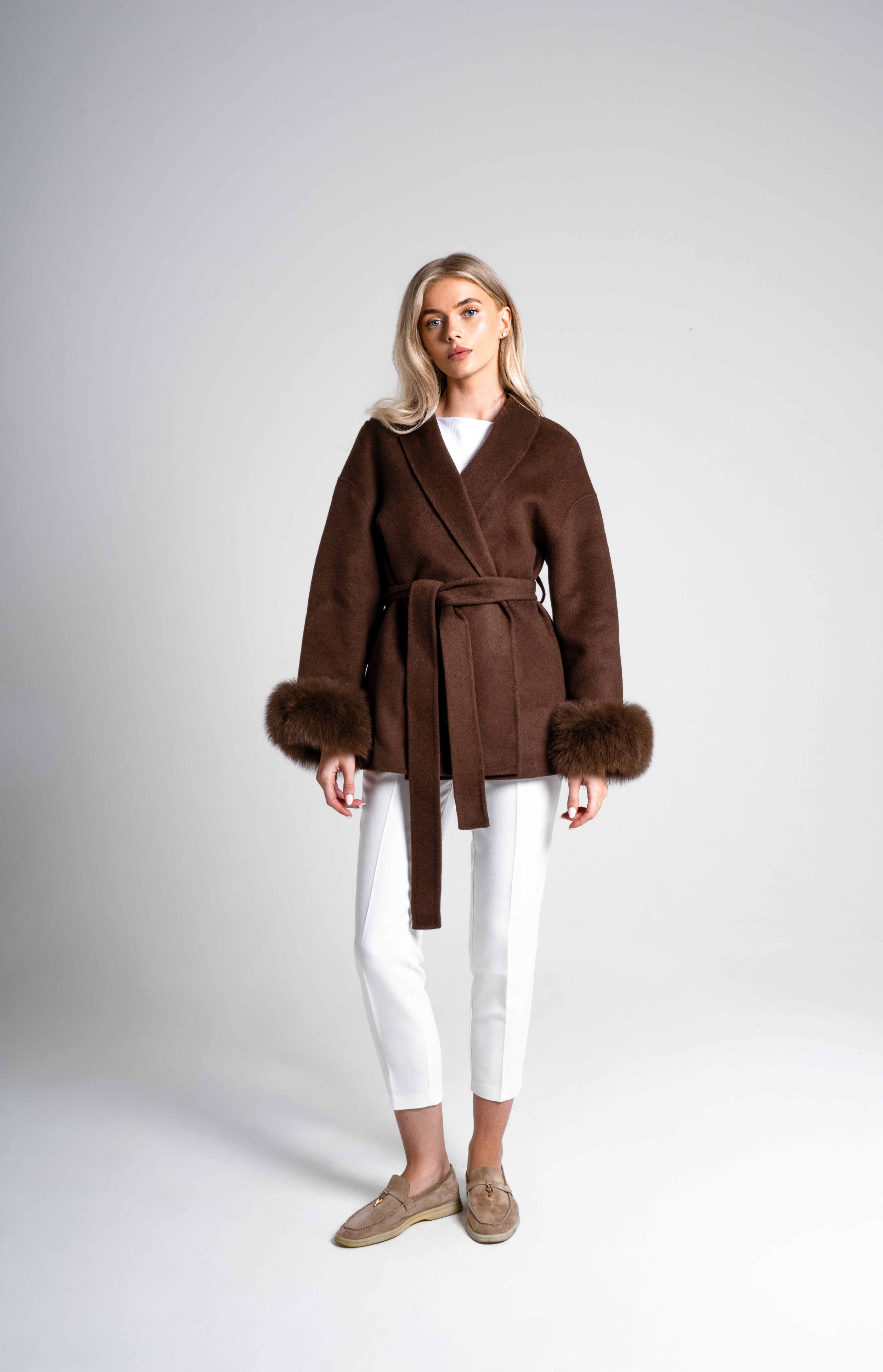 Genève Yün Kaban Kahverengi