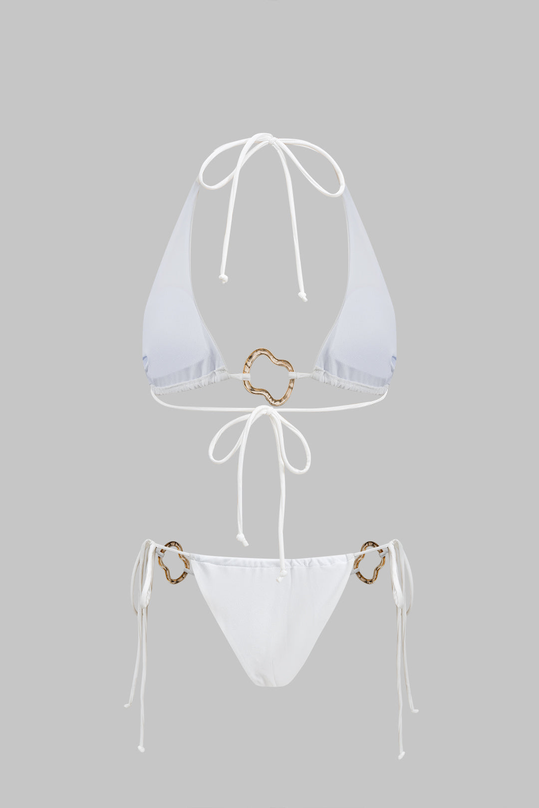 Metalik Dekorlu Büzgülü Bağlamalı Sırtı Açık Bikini Takımı - JUNETTI®