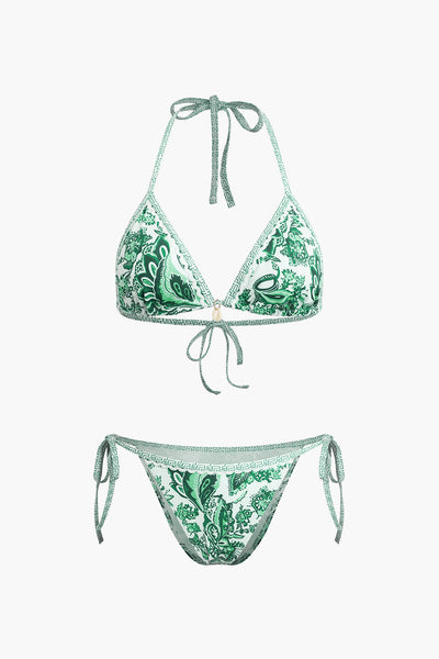 Retro Baskılı Halter Bikini Takımı - JUNETTI®