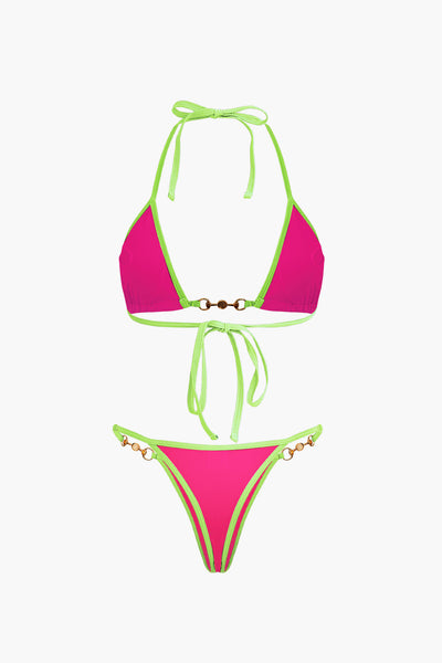İnci Detaylı Halter Yaka 2 Parça Bikini Takımı - JUNETTI®