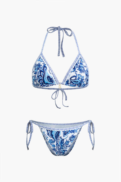 Retro Baskılı Halter Bikini Takımı - JUNETTI®