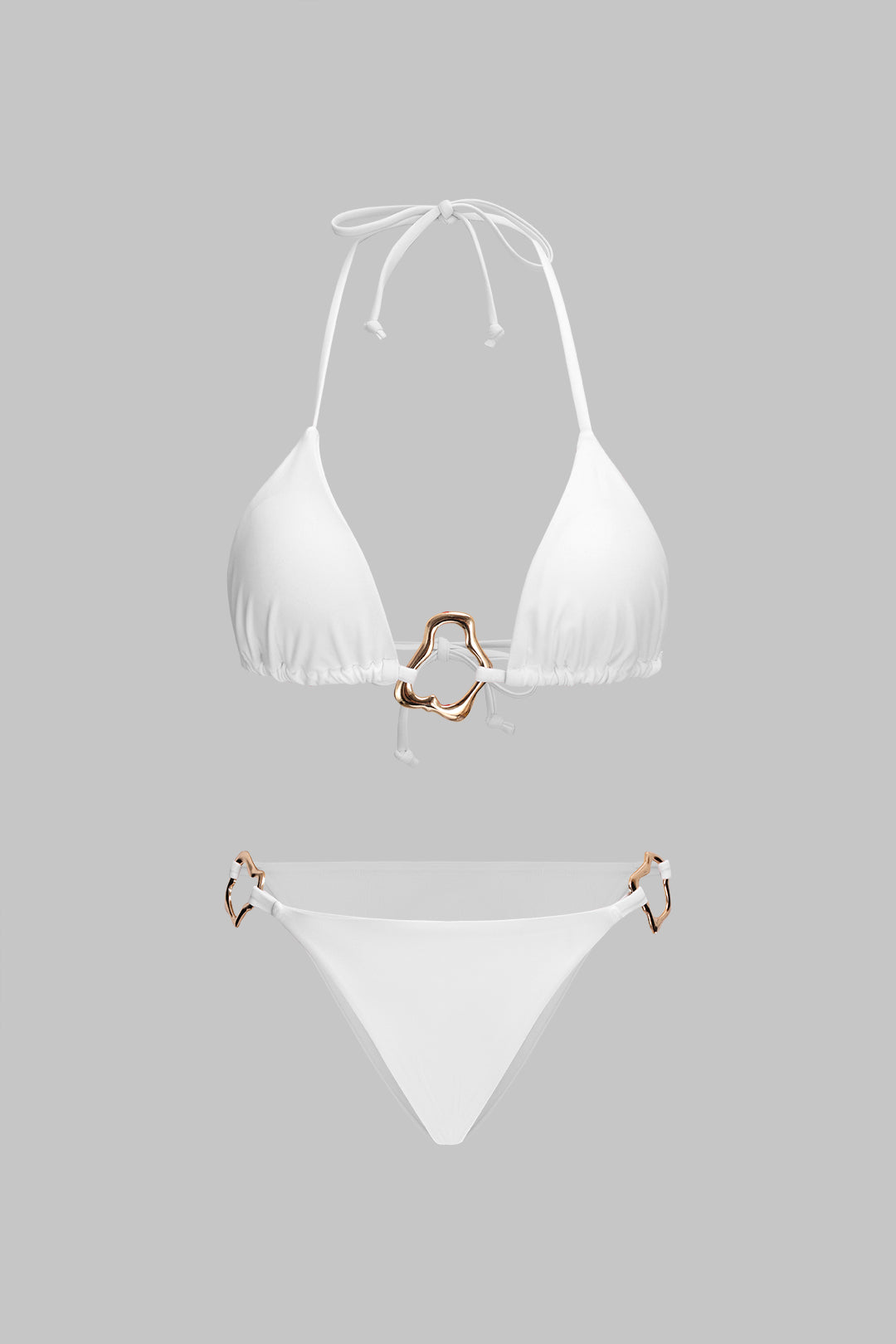 Metalik Dekorlu Büzgülü Bağlamalı Bikini Takımı - JUNETTI®