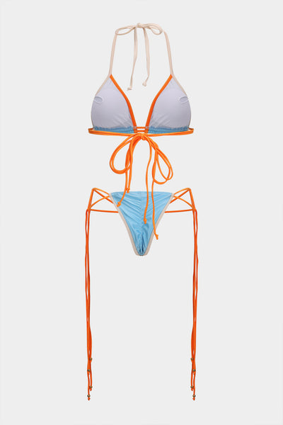 Kontrast Büzgülü Bağlamalı Bikini Takımı - JUNETTI®